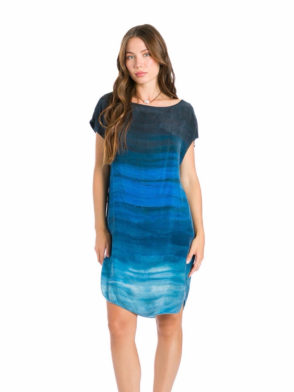 Hard Tail Blue Ombre Short Sleeve Dress
